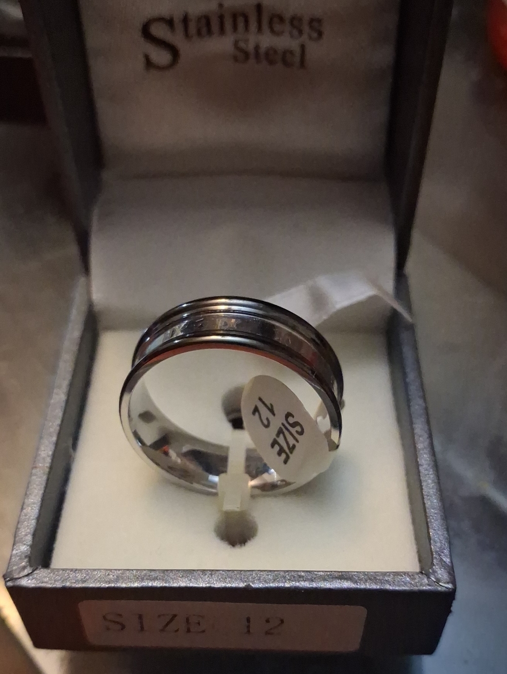 Stainless Steel Men's Band Ring - Silver (Size 12)